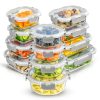 Joyful by JoyJolt 24-Piece Light Gray Glass Storage Container Set with Leakproof Lids