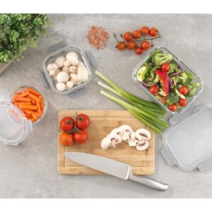 Joyful by JoyJolt 24-Piece Light Gray Glass Storage Container Set with Leakproof Lids