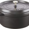 STAUB Cast Iron Round Cocotte, 5.5-quart, Black Matte, Made in France