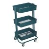 Simply Tidy Lexington 3-Tier Rolling Cart, Emerald