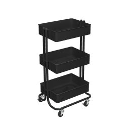 Simply Tidy Lexington 3-Tier Rolling Cart, Matte Black