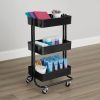 Simply Tidy Lexington 3-Tier Rolling Cart, Matte Black