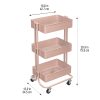 Simply Tidy Lexington 3-Tier Rolling Cart, Rose Gold
