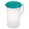 Sterilite 1-Gallon Round Plastic Pitcher and Spout, Clear w/ Color Lid (18 Pack)