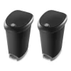 Sterilite 10739002 12.6 Gallon/48 Liter Locking StepOn Wastebasket, Black Lid & Base w/ Titanium Pedal & Lock, 2-Pack