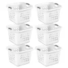 Sterilite 12178006 1.5 Bushel/53 Liter Ultra Square Laundry Basket, White Basket w/ Titanium Inserts, Pack of 6