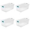 Sterilite 14998004 106 Quart White Clear Plastic Storage Box With Blue Aquarium Latches 4