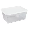 Sterilite 16 Quart Plastic Latching Storage Container (12 Pack) & 6 Quart Tote (24 Pack)
