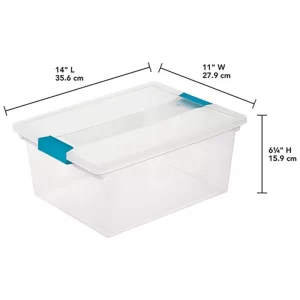 Sterilite 16 qt. Plastic Deep Clip Storage Box Container in Clear, 8 Pack and Medium Clip Box in Clear, 4 Pack