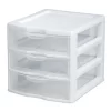 Sterilite 20738006 Small 3 Drawer Unit, White Frame with Clear Drawers, 6-Pack