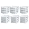 Sterilite 20738006 Small 3 Drawer Unit, White Frame with Clear Drawers, 6-Pack