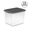 Sterilite 50 Qt. Storage Clear Base Stackable Latching Shelf Tote (24-Pack)