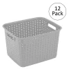 Sterilite Gray Tall Weave Plastic Laundry Hamper Storage Basket (12-Pack)