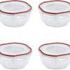 Sterilite Ultra-Seal 2.5 Quart Bowl, Clear Lid & Base with Rocket Red Gasket, 4-Pack