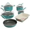 The Pioneer Woman Frontier Speckle Aluminum 10-Piece Cookware Set, Turquoise