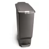 simplehuman 40 Liter / 10.6 Gallon Slim Kitchen Step Trash Can, Grey