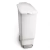 simplehuman 40 Liter / 10.6 Gallon Slim Kitchen Step Trash Can With Secure Slide Lock, White Plastic