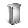 simplehuman 55 Liter / 14.5 Gallon Rectangular Hands-Free Kitchen Step Trash Can with Soft-Close Lid, Brushed Stainless Steel