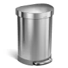 simplehuman 60 Liter Semi-Round Hands-Free Kitchen Step Trash Can with Soft-Close Lid, Brushed