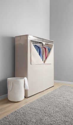Mainstays Extra Wide Single Tier Zippered Clothes Closet, 60", Grey Pumice, Bedroom