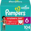 Diapers Size 6, 104 Count - Pampers Pull On Cruisers 360° Fit Disposable Baby Diapers with Stretchy Waistband