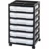 Iris 6 Case Rolling Scrapbook Cart with Organizer Top, Black