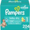 Pampers Baby Dry Diapers Size 1 204 Count