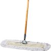 Tidy Tools Commercial Dust Mop & Floor Sweeper – 24 x 5 in. Cotton Reusable Mop Head, Wooden Broom Handle, & Metal Frame