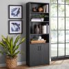 Mainstays Traditional 5 Shelf Bookcase With Doors, Black