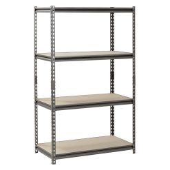 Muscle Rack 36"W x 18"D x 60"H 4-Shelf Steel Freestanding Shelves, Silver-Vein