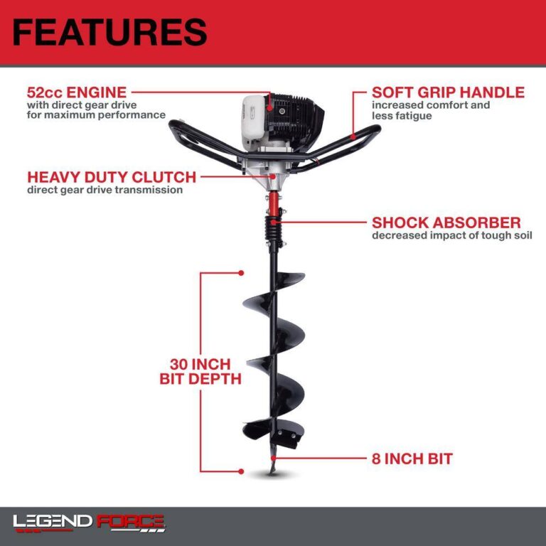 Legend Force 201125 52 Cc 2 Cycle Gas Powered 1 Man Earth Auger With 8 In Bit Martquickly Com