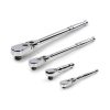 TEKTON SRH99001 1/4,3/8,1/2 in. Drive Flex Head Ratchet Set (4-Piece)