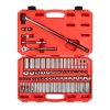 TEKTON SKT15312 3/8 in. Drive 12-Point Ratchet and Socket Set, (74-Piece) (1/4-1 in., 6-24 mm)