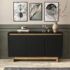 Boahaus Montresor Black Matte 29.75” x 53.38” Sideboard, 4-Cabinets, 3 Doors