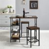 Mainstays 3-Piece Metal Pub Set With Wooden Top, Dark Mahogany