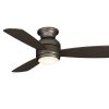 Fanimation Studio Collection Level 44-in Matte Greige LED Indoor Flush Mount Propeller Ceiling Fan with Light (3-Blade)