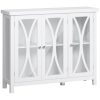 HOMCOM Modern Kitchen Sideboard, Buffet Cabinet with 2 Storage Cupboard, Glass Doors for Living Room, Bedroom, White