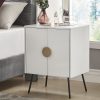 Weston Home Leon White Glass 2-Door Accent Cabinet, Gold Metalic