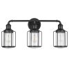 allen + roth Buxton Creek 24-in 3-Light Matte Black LED Farmhouse Vanity Light Bar