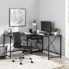 Mainstays Two-Way Convertible Desk with Lower Storage Shelf, Charcoal Finish and Black Metal Frame