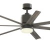 Fanimation Studio Collection Blitz 56-in Matte Greige LED Indoor/Outdoor Ceiling Fan with Light Remote (7-Blade)