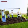 Sportspower Outdoor Super First Metal Swing Set with Trapeze, Teeter-Totter, and 6ft Heavy Duty Slide