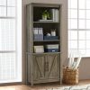 Better Homes & Gardens Modern Farmhouse Library Bookcase with Doors, Rustic Gray Finish