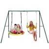 KLOKICK 440lbs 2 Seat Metal Swing Set with Heavy Duty A-Frame Metal Swing Stand