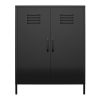 Shadwick 2 Door Metal Locker Style Accent Storage Cabinet, Black