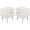 Bellamy Studios Mid-Century Modern 2-Drawer Solid Wood Nightstands, White, Set of 2