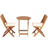 Mondawe 3-Piece Brown Bistro Patio Set with White Cushions