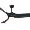 Fanimation Studio Collection Yardley 64-in Black Color-changing LED Indoor/Outdoor Ceiling Fan with Light Remote (3-Blade)