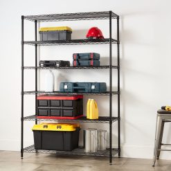 Hyper Tough 6 Tier Wire Shelf Unit 18"x47.7"x72" Black, Capacity 2100 lbs