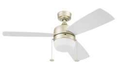 Honeywell Barcadero 44" Champagne Modern Ceiling Fan with 3 Blades, LED Light Kit, Pull Chains & Reverse Airflow